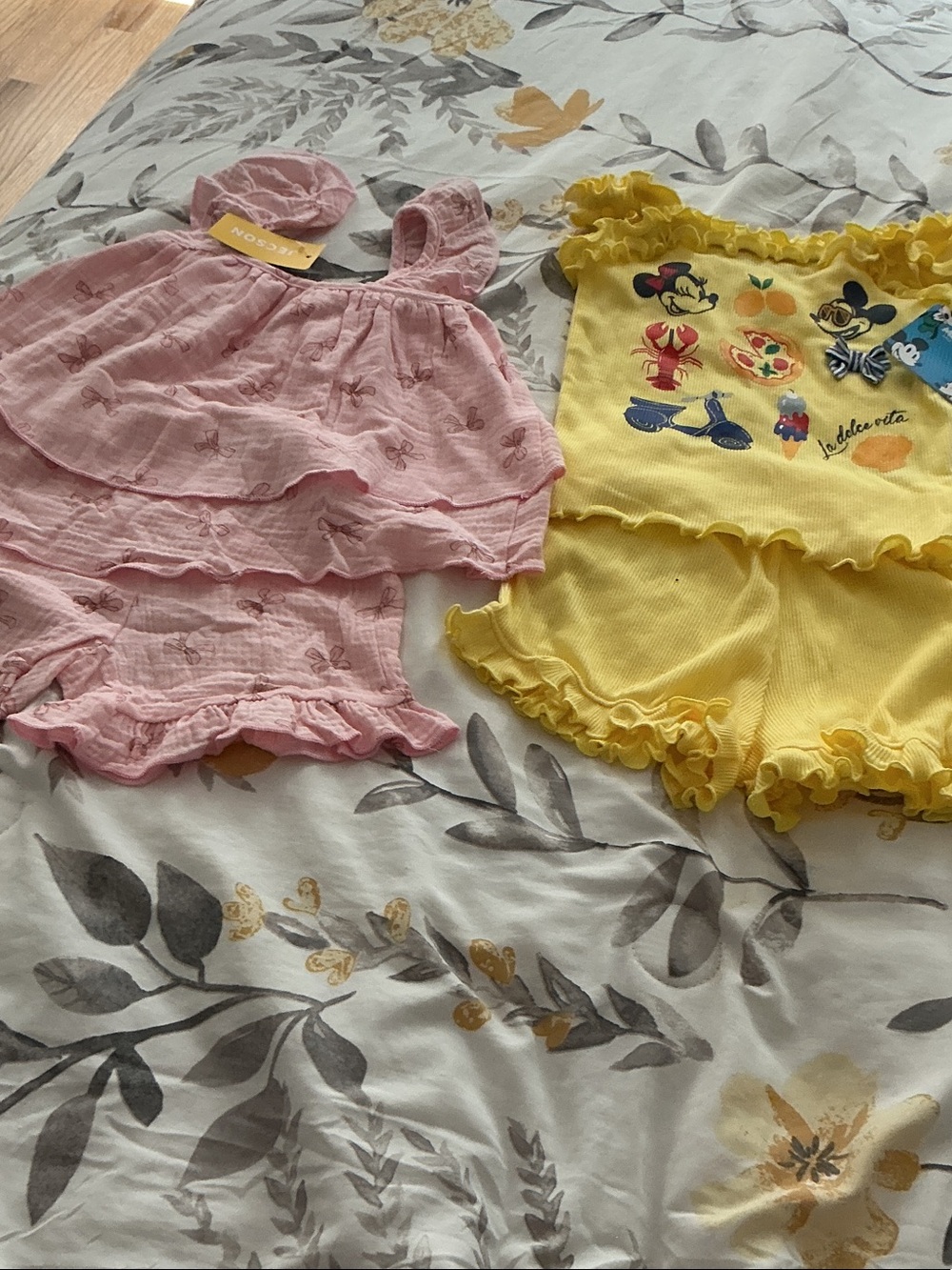 Disney Pink Ruffle Tank & Yellow Minnie Graphic Shorts Set